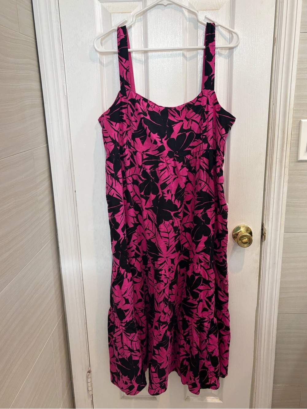 NWT Michael Kors pink and black tropical sundress XL
